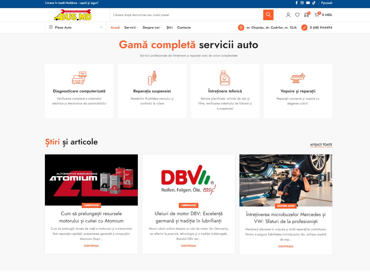 Mentenanță tehnică și SEO pentru bus.md