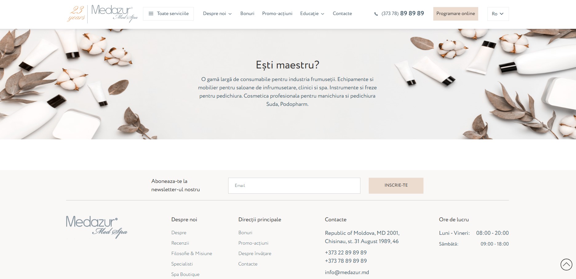 SEO салона красоты medazur.md